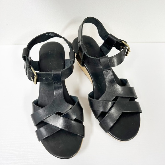 Elk Tresco Black Leather Clog Sandals 38 8 Tresko - Picture 8 of 8